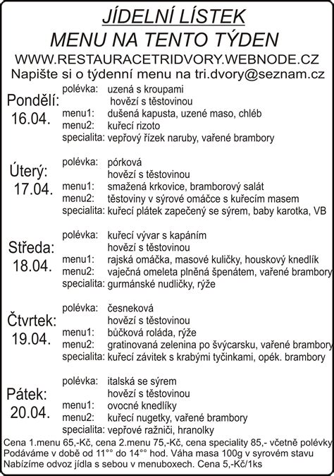 Týdenní menu 